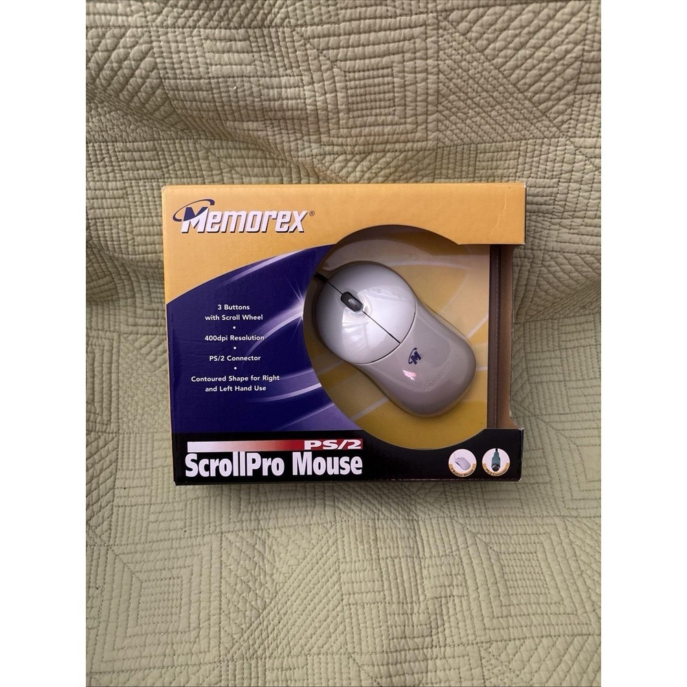 Vintage 2002 Memorex PS/2 ScrollPro Wired Computer Mouse  Part # 3202 2382 New